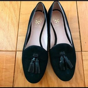 Vince Camuto Black Suede + Patent Loafers